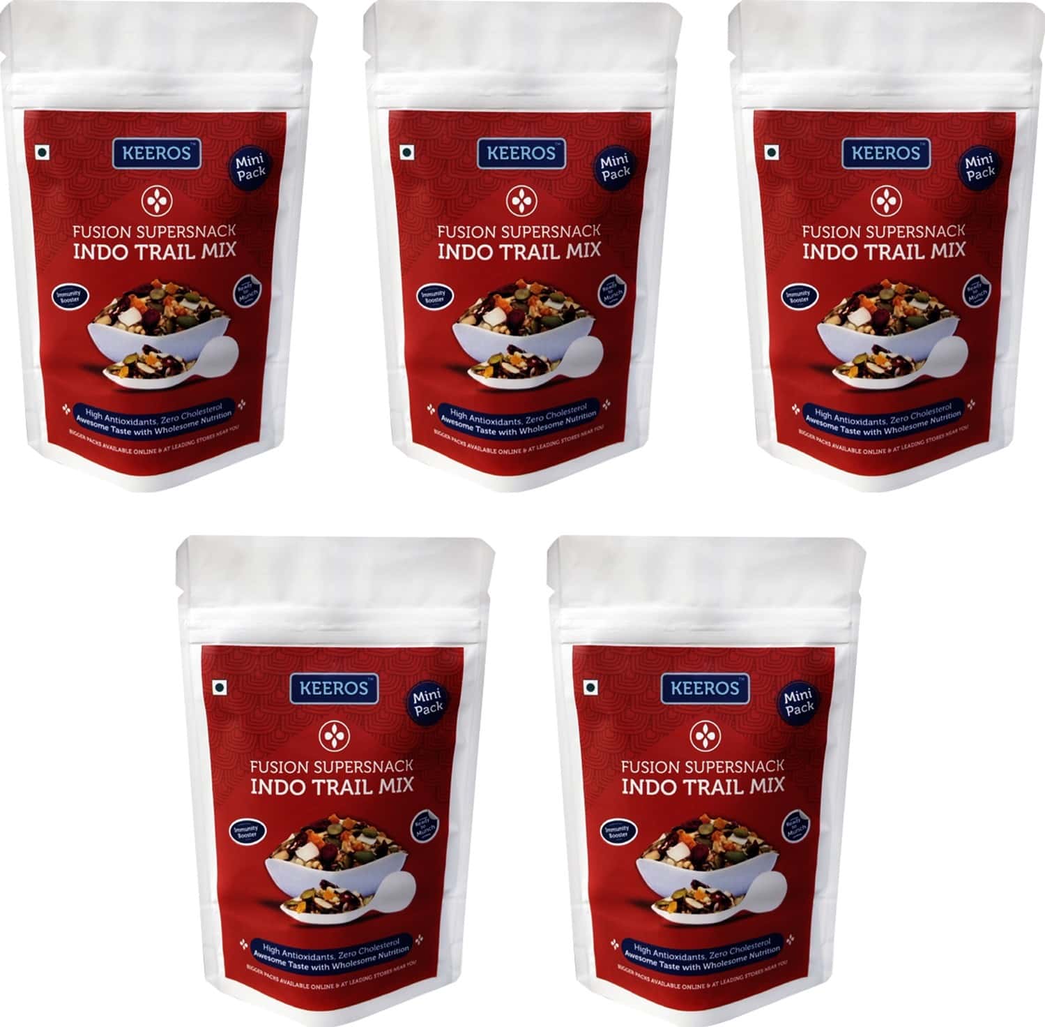 Keeros Healthy & Diabetic Friendly Indo Trail Mix - 5 Mini Packs Of 35g