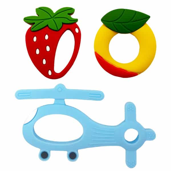 Chevalier Soft Silicone Rubber Baby Teether | Soothes Sore Gums Chew Infant Toy Combo 3 Sroyhs