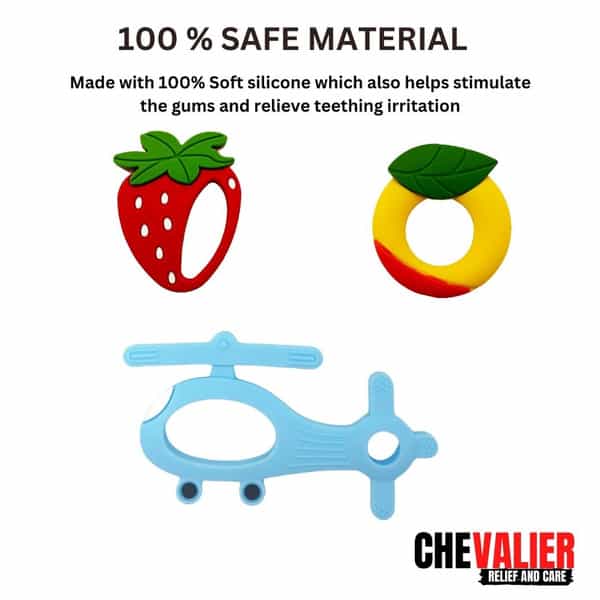 Chevalier Soft Silicone Rubber Baby Teether | Soothes Sore Gums Chew Infant Toy Combo 3 Sroyhs