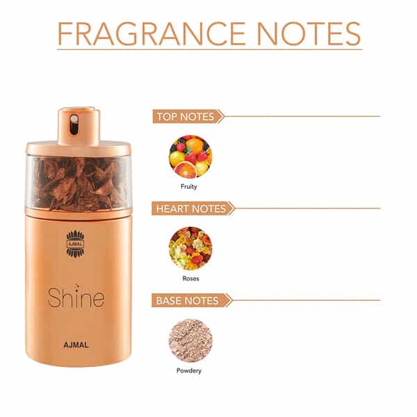Ajmal Shine Eau De Parfum Powdery 75Ml Perfume For Women And Wisal Deodorant 200Ml For Women