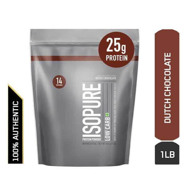 Isopure Low Carb 100% Whey Protein Isolate Powder - 1 Lb 454 G Dutch Chocolate