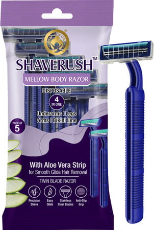 Mom & World Shaverush Mellow Body Razor 4 In 1 Stainless Steel (Pack Of 5)