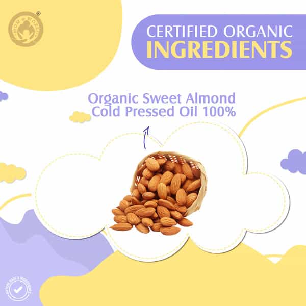 Mom & World Baby Massage Pure Organic Sweet Almond Oil Cold Pressed No Mineral Oil 200 Ml
