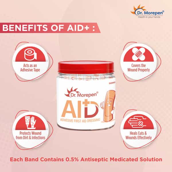 Dr. Morepen Aid Adhesive Band Aid Washproof | For Adult & Kids | 150 No's