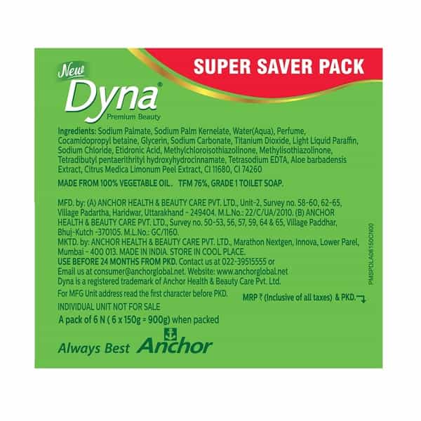 Dyna Lime & Aloevera Extracts ( 150Gm X 6) Packet Of 900 G