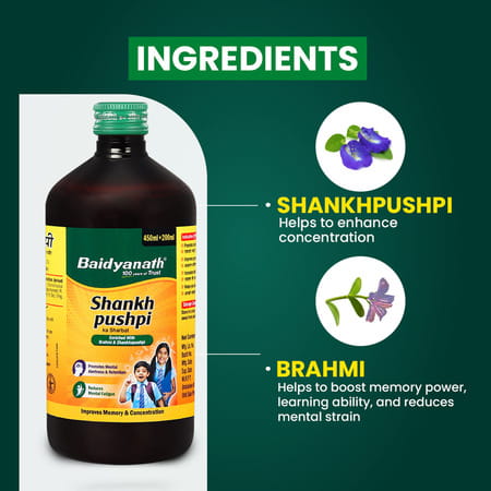 Baidyanath Shankhpushpi Sharbat | Helps Improve Memory | Cognitive Skills & Mental Fatigue - 650ml