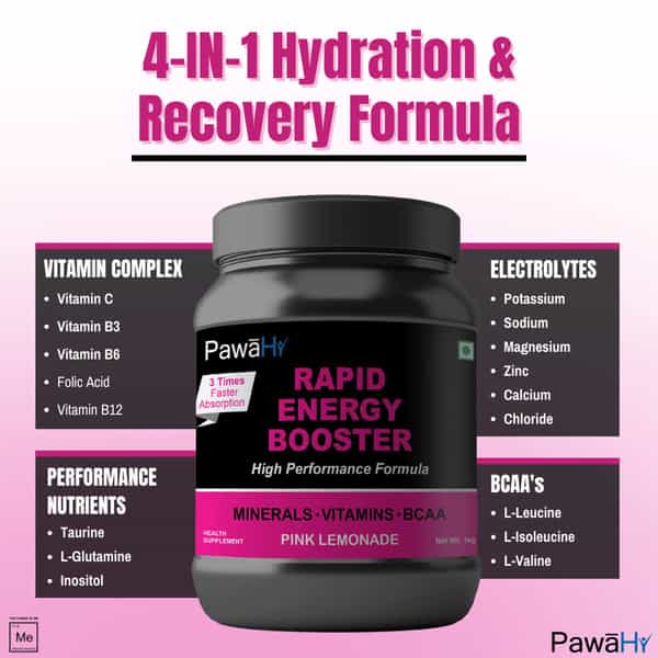 Pawahy Isotonic Drink Endurance Workout Electrolyte Energy Drink With 2:1:1 Bcaa- 1Kg Lemonade)