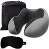 Trajectory Travel Neck Pillow Memory Foam 3 In 1 Combo With Eye Mask And Carry Bag Combo | Grey