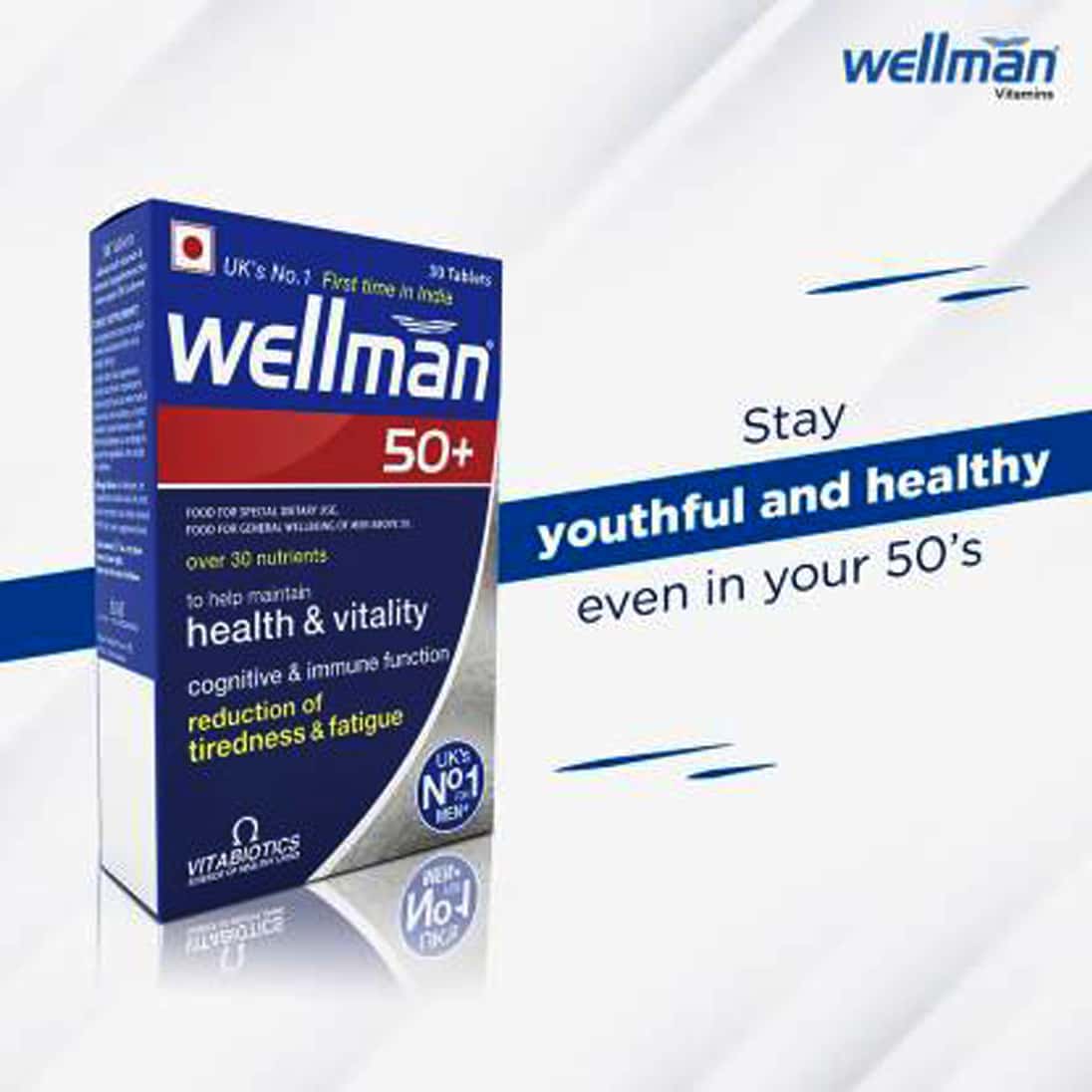 Buy WELLMAN 50+ HEALTH SUPPLEMENTS (MORE THAN 30 NUTRIENTS) WITH WELLMAN 30 TABLET FREE Online
