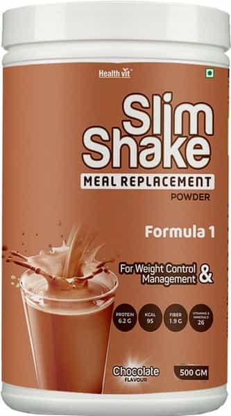 Healthvit Slim Shake Powder For Weight Control & Management -Chocolate Flavour -500Gm