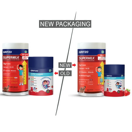 Gritzo Supermilk Growth+ (Formerly Height+) (13+Y Boys) (Double Chocolate | 400g) With Super Gummies