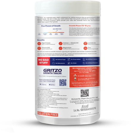 Gritzo Supermilk Growth+ (Formerly Height+) (13+Y Boys) (Double Chocolate | 400g) With Super Gummies