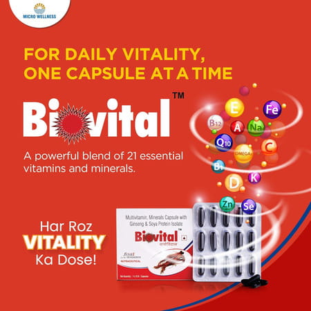 Biovital | Calcium | Proteins | Vitamins | Ginseng Extract Powder And Minerals | 15 Capsules X 2
