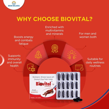 Biovital | Calcium | Proteins | Vitamins | Ginseng Extract Powder And Minerals | 15 Capsules X 2