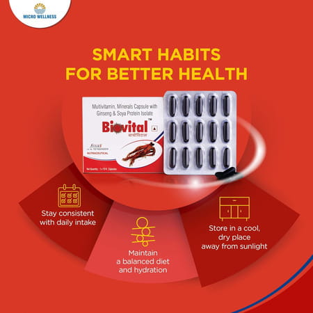 Biovital | Calcium | Proteins | Vitamins | Ginseng Extract Powder And Minerals | 15 Capsules X 2