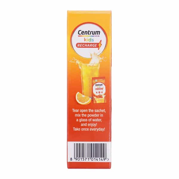 Centrum Kids Recharge Orange Flavour Fizzy Drink Mix Sachet 5 Gm