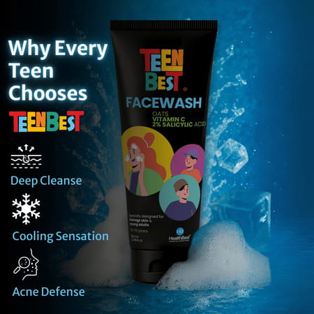 Healthbest Teenbest 2% Salicylic Acid Face Wash For Teens Fights Acne Pimples & Blackheads - 100ml