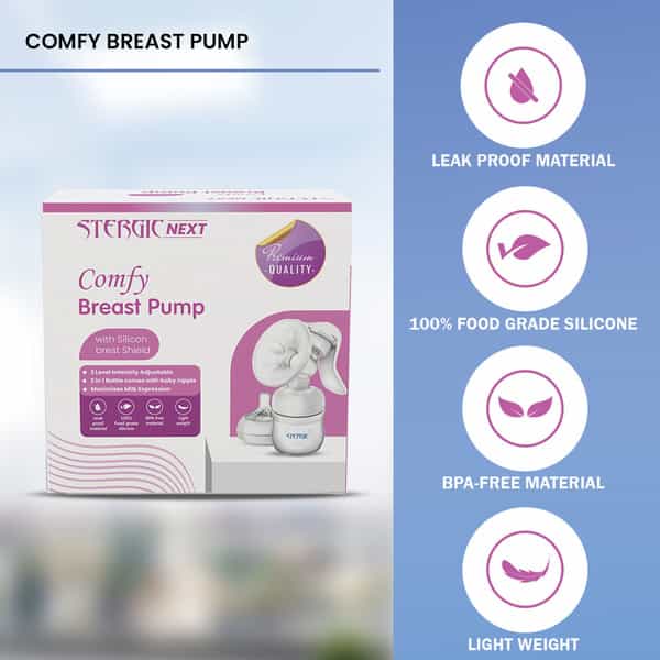 Stergic Next Comfy Manual Breast Pump With Silicon Breast Shield | 3 Intensity Levels Soft & Gentle