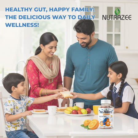 Nutrazee Probiotic Gummies Supplement For Kids & Adults|No Added Sugar | Orange Flavour (30g)