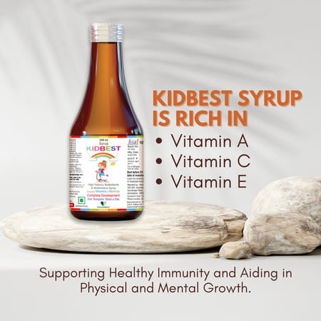 Healthbest Kidbest Multivitamin & Multimineral Syrup For Kids|Zinc|Iodine|Vitamin A C& E|200ml