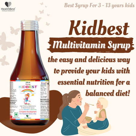 Healthbest Multivitamin Syrup For Kids Daily Immune Support With Vitamin C & Zinc - 200Ml