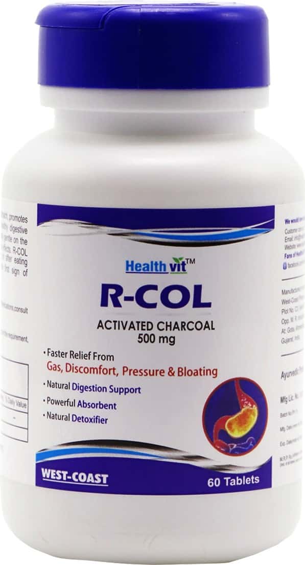 Healthvit R-Col Activated Charcoal 500mg - 60 Tablets