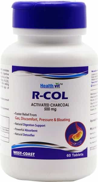 Healthvit R-Col Activated Charcoal 500Mg - 60 Tablets