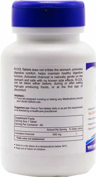 Healthvit R-Col Activated Charcoal 500Mg - 60 Tablets