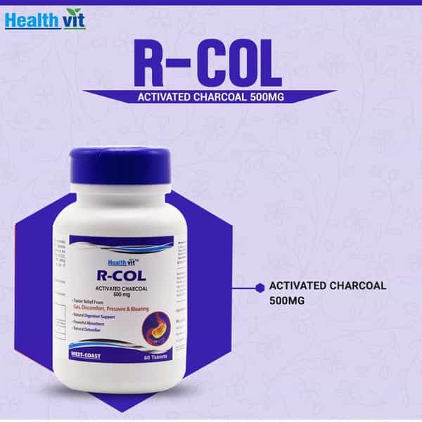 Healthvit R-Col Activated Charcoal 500Mg - 60 Tablets