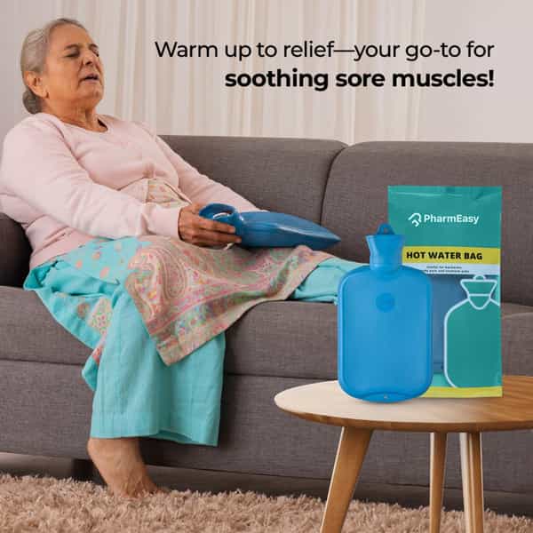 Pharmeasy Hot Water Bag - Relieves Pain - Relaxes Sore Muscles - Improves Blood Supply - Blue - 2L