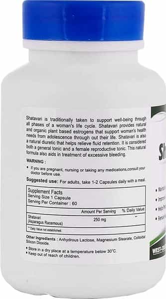 Healthvit Shatavari Powder 250 Mg -60 Capsules