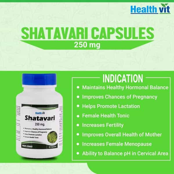 Healthvit Shatavari Powder 250 Mg -60 Capsules