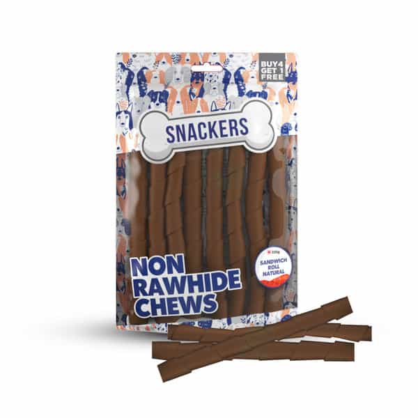 Snackers Non Rawhide Chews Sandwich Roll Natural Dog Treats | 225 G