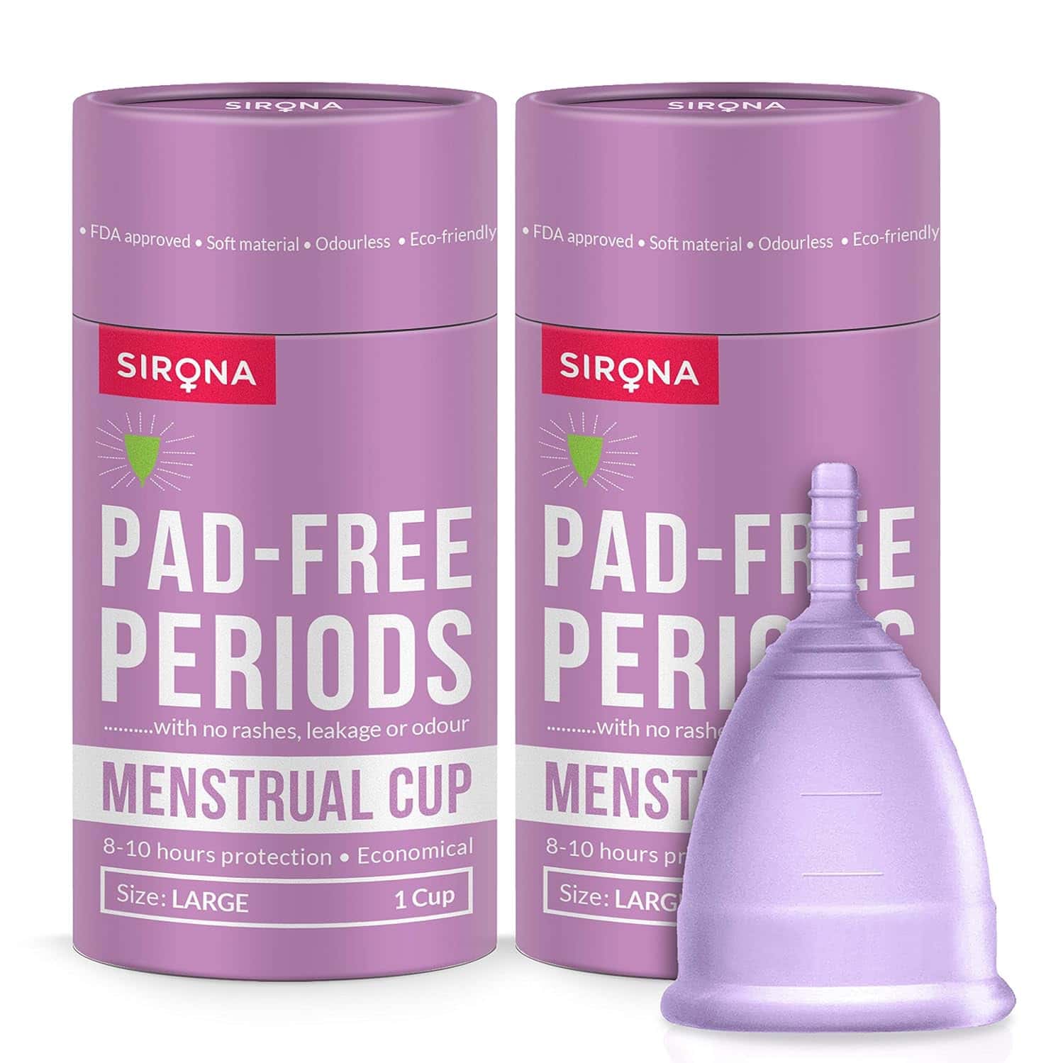 Sirona Reusable Menstrual Cup For Women - Large Size With Pouch (Pack Of 2)