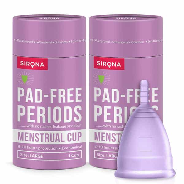 Sirona Reusable Menstrual Cup For Women - Large Size With Pouch (Pack Of 2)