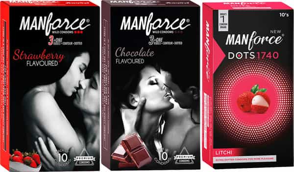 Manforce Combo Pack (Strawberry Chocolate & Litchi Flavoured) Condom- 10 Pieces (Pack Of 3)