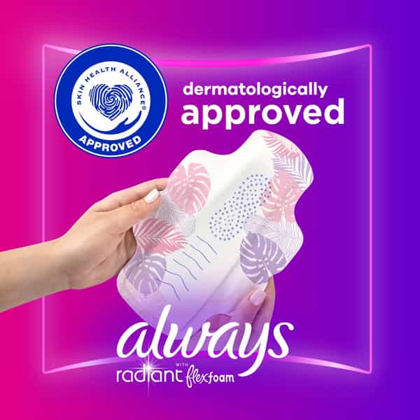 Always Radiant Feminine Pads With Wings Extra Heavy Overnight Size 3 (Pack Of 66)