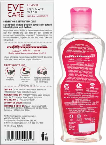 Evecare Classic Intimate Wash For Women - 200Ml