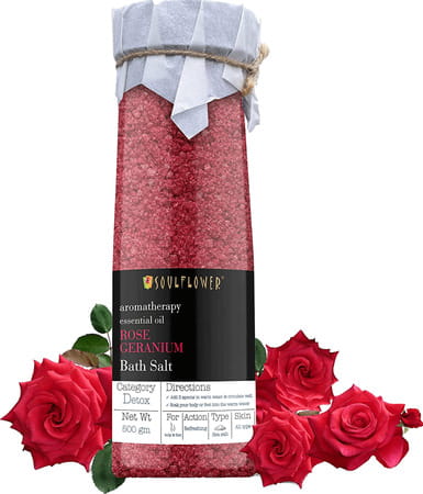 Soulflower Rose Geranium Aroma Bath Salt - 500 Gm