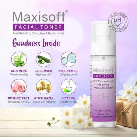 Maxisoft Facial Toner | All Skin Types |Cleanses Pores| Hydrates Skin | (100 Ml Pack Of 1)
