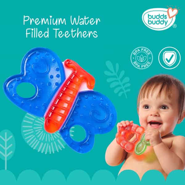 Buddsbuddy Combo Of 4 Bpa Free Multi Texture Double Color Water Filled Teether Multicolor