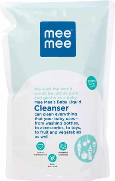 Mee Mee Anti-Bacterial Baby Liquid Cleanser Bottle (500Ml) With Refill Pack (500Ml)