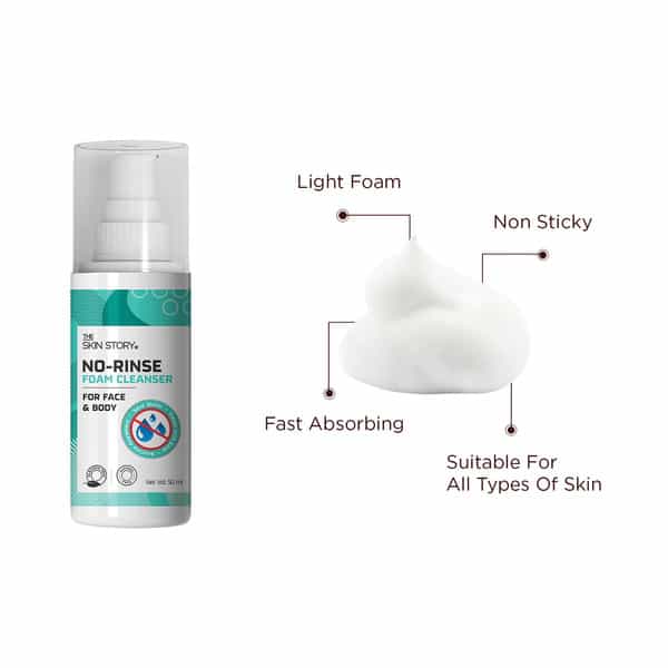 The Skin Story Non-Alcoholic No Rinse Foam Cleanser | Aloe Vera & Witch Hazel For Face | Body 50Ml
