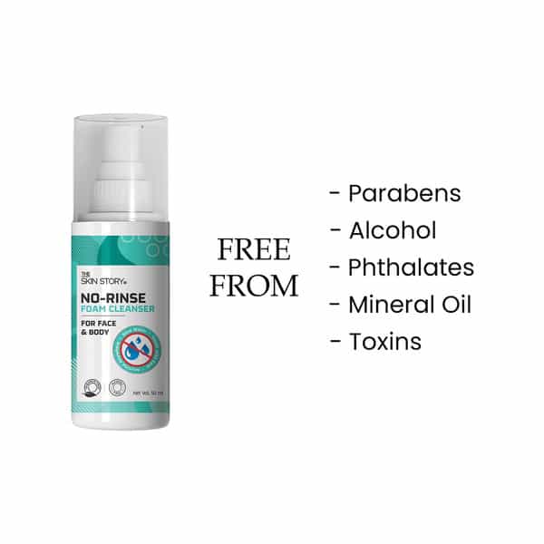 The Skin Story Non-Alcoholic No Rinse Foam Cleanser | Aloe Vera & Witch Hazel For Face | Body 50Ml