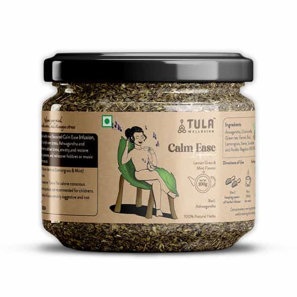 Tula Wellbeing Calm Ease Infusion Herbal Tea | Lemongrass & Mint | 100% Natural | 45 Servings - 100G