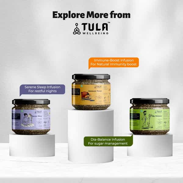 Tula Wellbeing Calm Ease Infusion Herbal Tea | Lemongrass & Mint | 100% Natural | 45 Servings - 100G