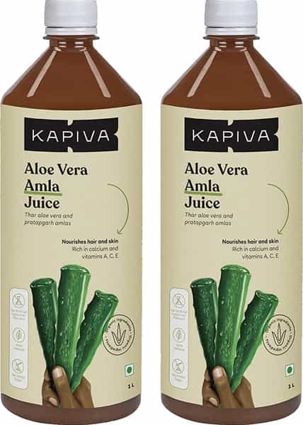 Kapiva Aloe Vera + Amla Juice (2L)|Cold-Pressed Juice For Glowing Skin & Metabolism|Super Saver Pack