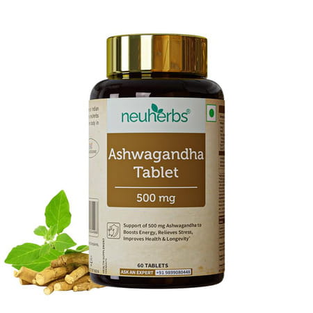 Neuherbs Ashwagandha Tablets 500 Mg 60 Tablets To Boost Energy | Reduce Stress & Support Sleep Cycle