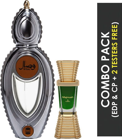 Ajmal Wisal Edp 50Ml Perfume For Women And Majmua Cp Oil Alcohol-Free Attar 10Ml For Unisex