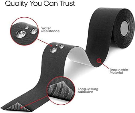 Healthtrek Kinesiology Tape For Pain (Pack Of 1 | Black | 5 M X 5 Cm)